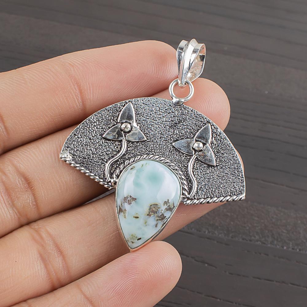 

Natural Republic Larimar Gemstone 925 Sterling Silver Jewelry Pendant 1.64 AJP-1988