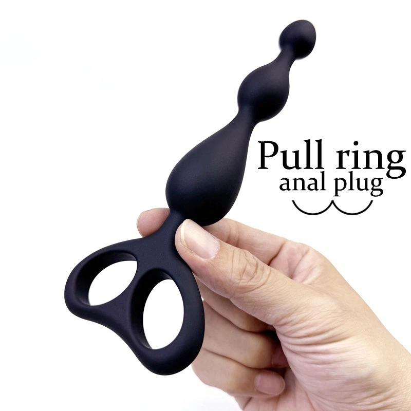 Three-Bead Pull Ring Silicone Ring Plug Prostate Massage Tool Sex Toy For Adult Couples Anal Dilator For Men And Women