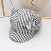 Sweet Plaid Cute Cat Ears Star Anise Hat Female Cap Spring and Autumn New Sweet Face Little Painter Hat Tide