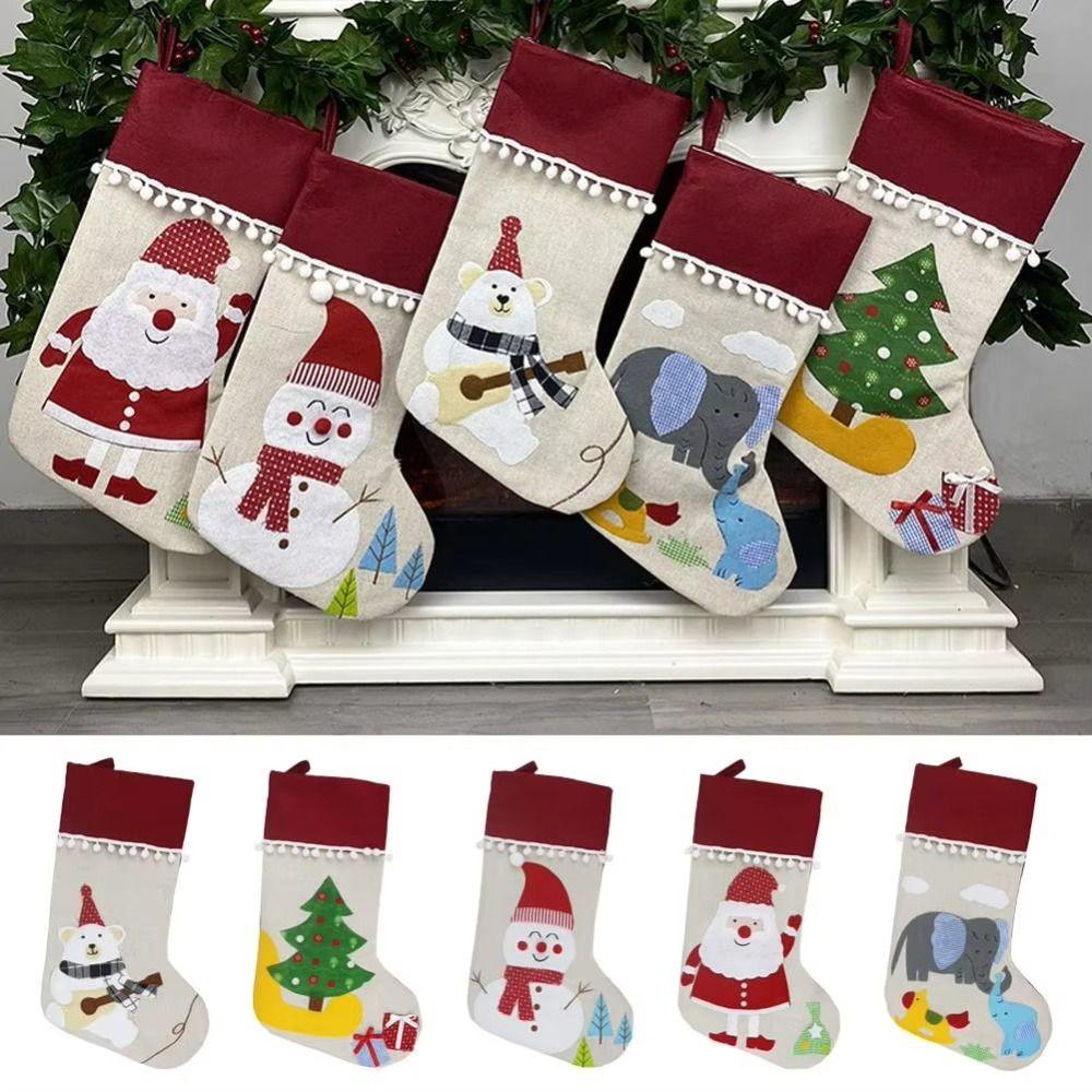 Kawaii Large Candy Christmas Stocking Santa Claus Fireplace Christmas Stocking Desk