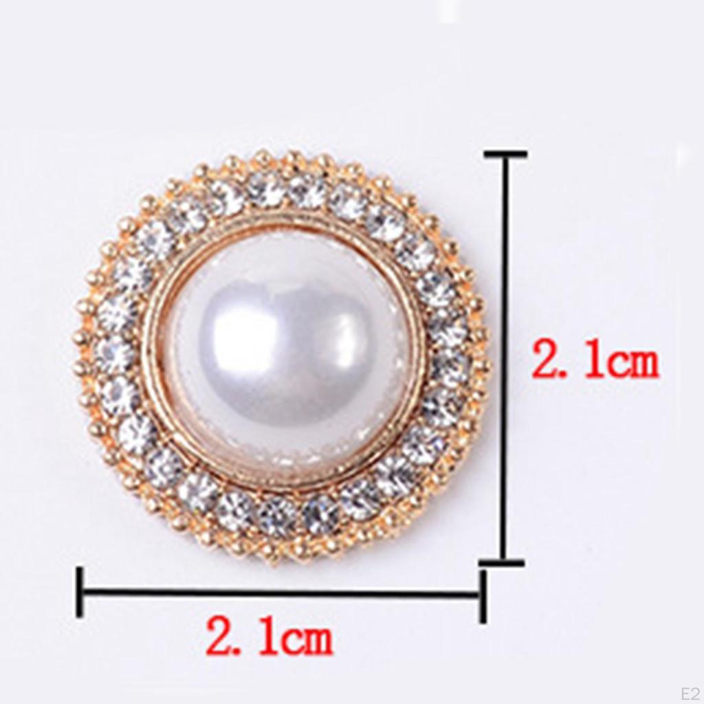 5 Pieces Alloy Rhinestone Buttons, Flat Back Brooch Buttons Sparkly Bling Sew on Clothing