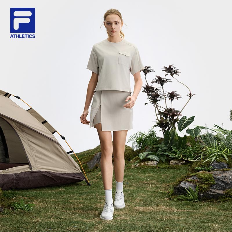 FILA Explore Series Minimalist Style Casual Versatile Short Sleeve T-Shirt Women Tops Rice-Color A11W527126F-BG