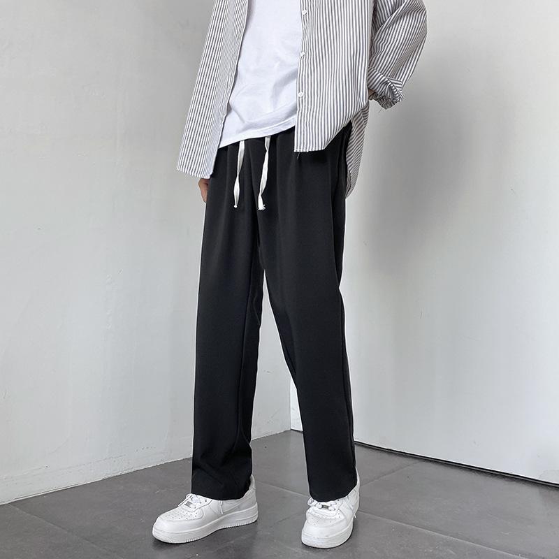 Spring and Autumn Trend Drop Suit Pants Men's Straight Loose Spring and Autumn Casual Pants Elastic Waist Pants Boys Long Pants