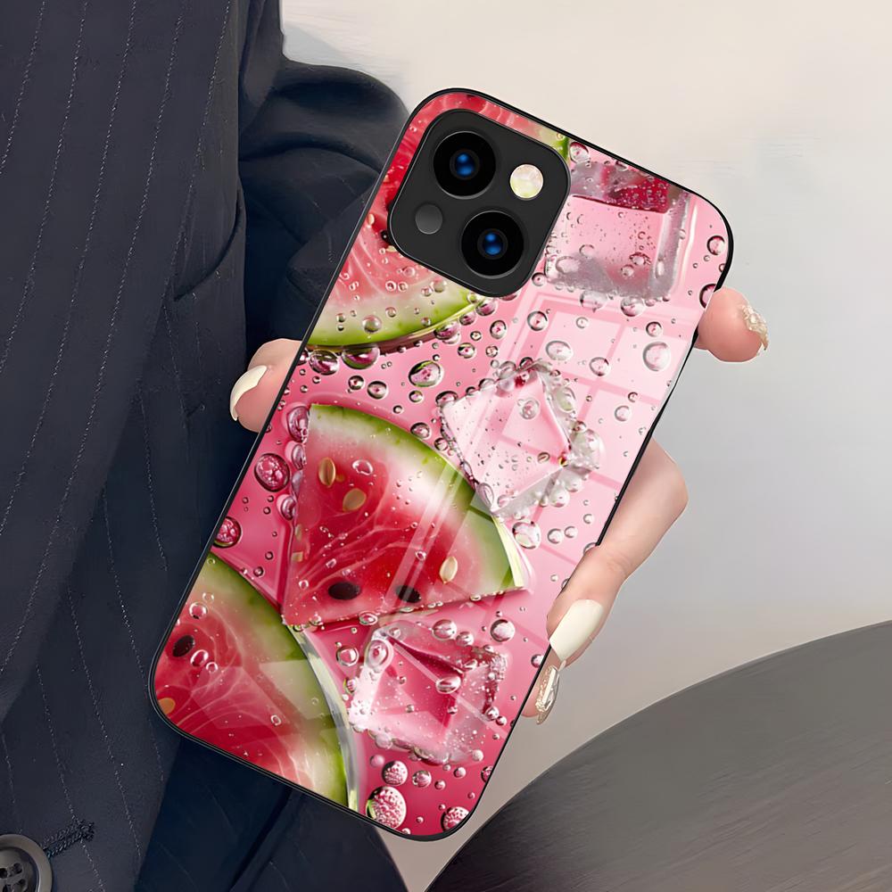 Cartoon Fruit Watermelon Phone Case For IPhone 17 Pro Max 15 Pro 16 14 Plus 12 13 Mini 11 Pro Shockproof Glass Cover