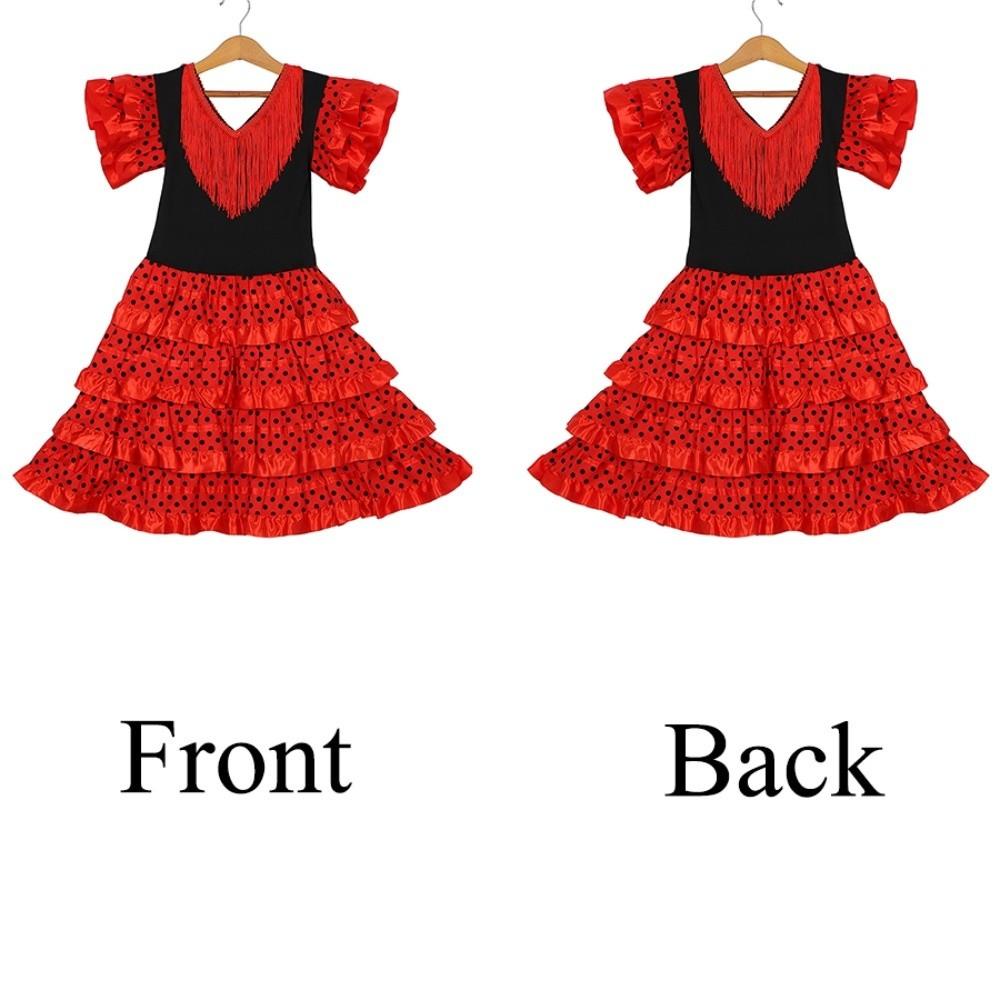 Short Sleeve Spanish Dance Dress Dot Design Gypsy Dress Fashion Traditional Spanish Dress Carnival