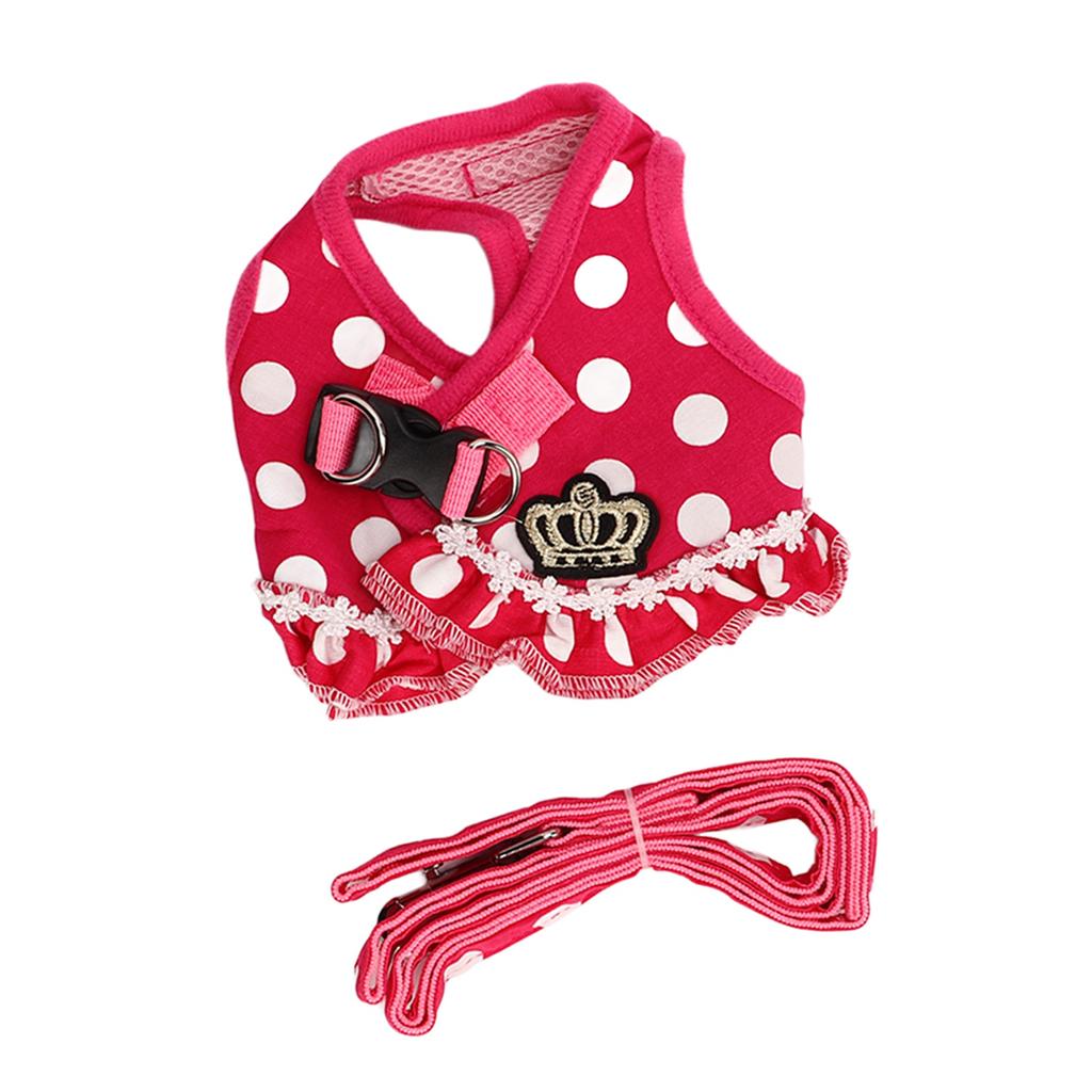 Dog Harness Leash Adjustable Escape Proof Breathable Safe Dots Design Puppy Vest Belt for Walking Training