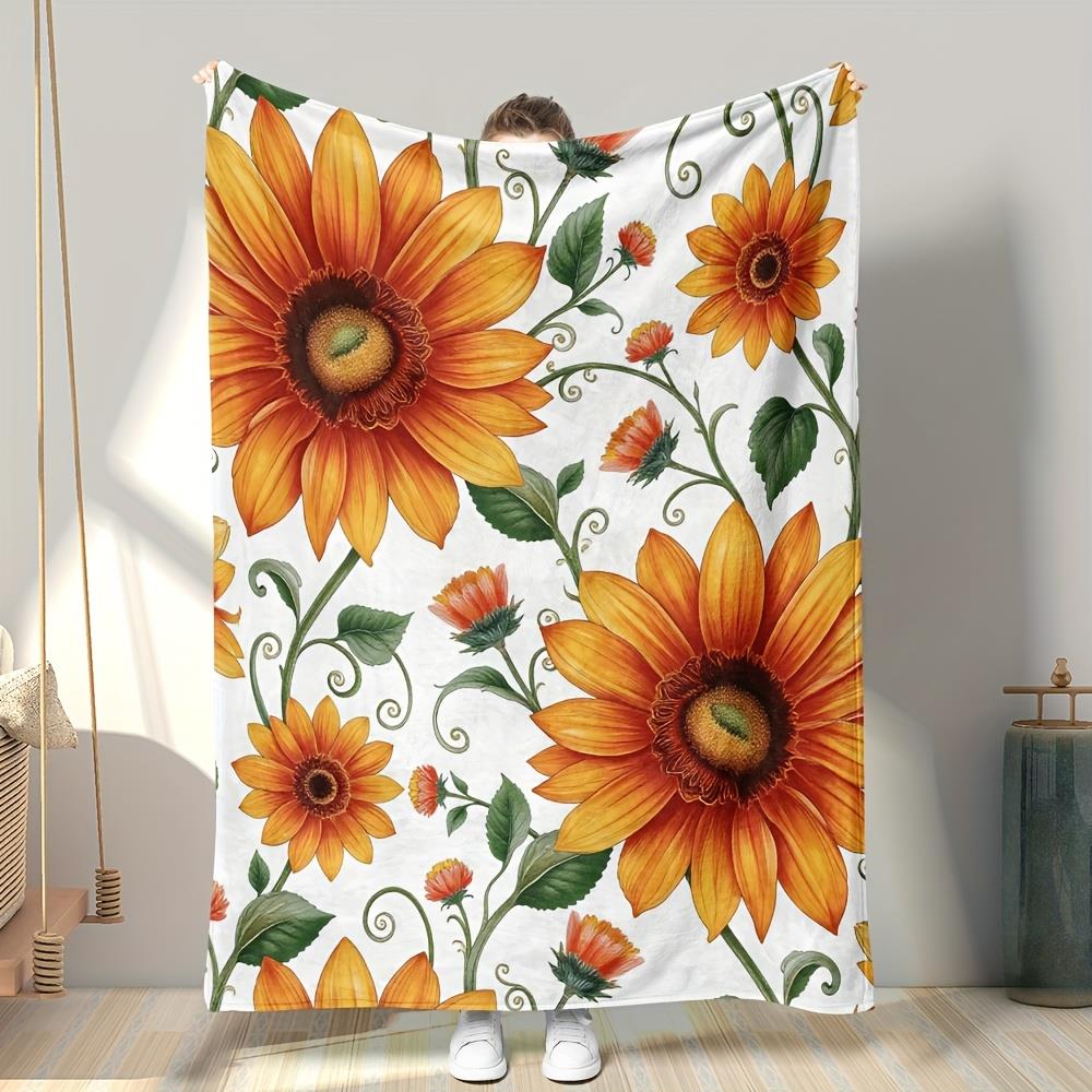 

1pc Sunflower pattern blanket made of polyester machine washable suitable for home décor and bedding 75x100cm