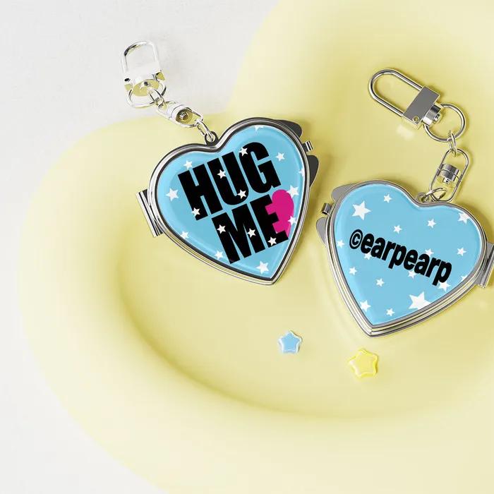 Hug Me Blue Heart Mirror Keyring