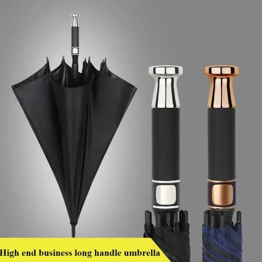 Long Automatic Umbrella Outdoors Uv Protection Business Black Gum Strong Windproof Portable with Cover Straight Handle Umbrella