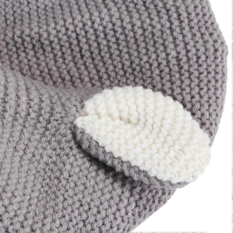 Pet Hat Rabbit Ears Wind-Proof Knitted Hat for 2Pcs Grey Puppy Headgear