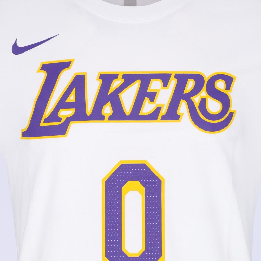 Nike Los Angeles Lakers Westbrook Kuzma No. 0 NBA Casual Breathable Sports Short Sleeve T-Shirt Men Tops White BQ1540-101