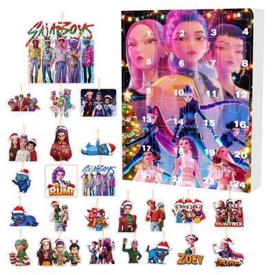 K Pop Demon Hunters Advent Calendar Contains 24 Gifts 2D Acrylic Double-sided Printed Figures Pendant Christmas Countdown Set