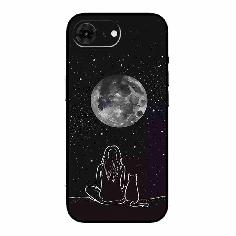 For iPhone 16e 2025 Case 16 E Coque Flowers Black Silicone Soft Back Cover Case For iPhone 16e Phone Cases 6.1" Funda Shockproof