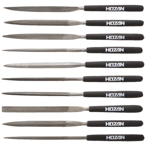 

HOZAN File Set, 10-Piece Set, Versatile, Round, Semi-Round, Flat, Triangular, Square, Single-Edged, Oval, Spear-Shaped, K-215