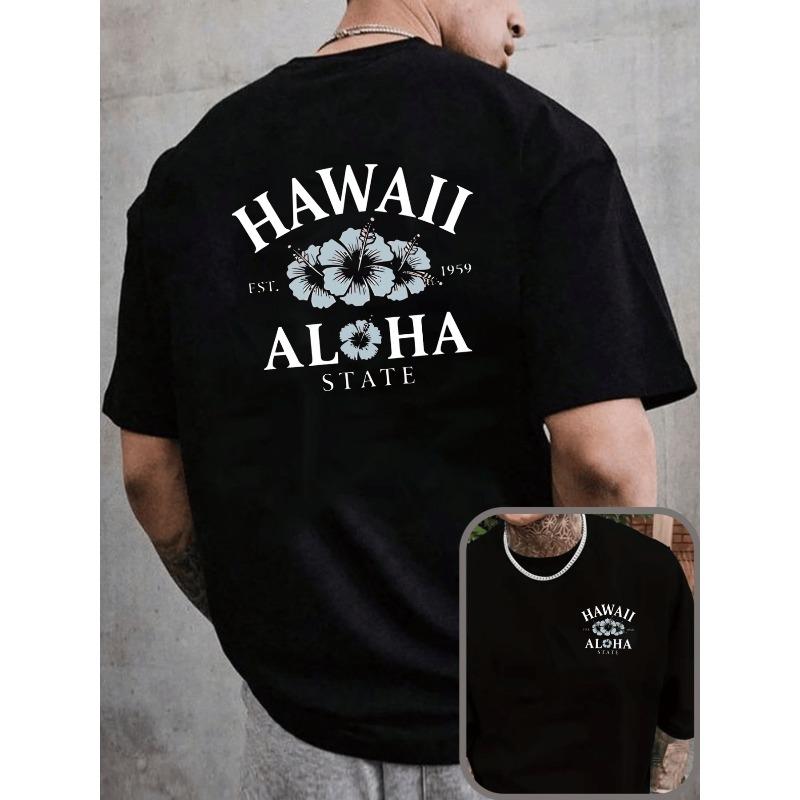 European Size Hawaii, Hawaii State Double-Sided Print Pattern Men s Fashion Trend T-Shirt, Suitable for Home Daily Casual Wear Sports T-Shirt S чёрный