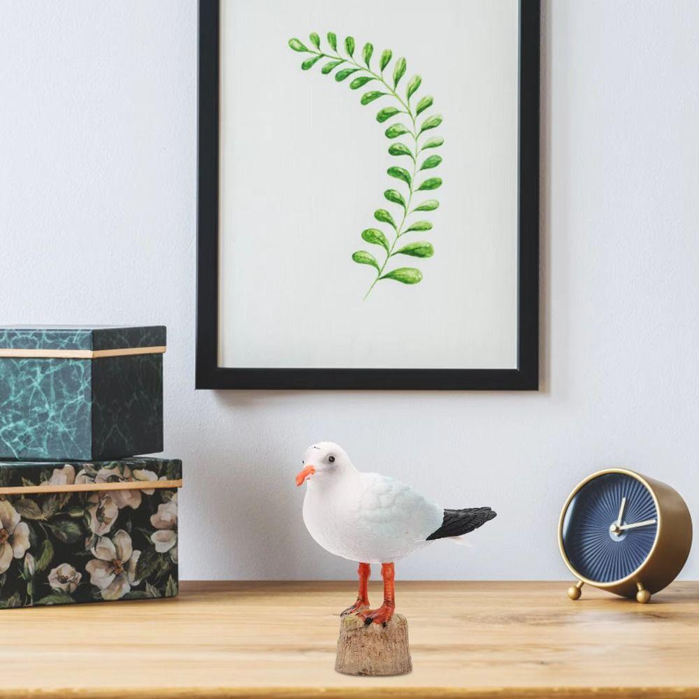 Cute Seagull Statue Cartoon Miniature Bird Figure Bird Animal Figures  Car Interior Decorations