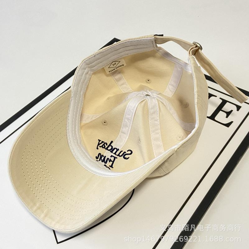 New Cotton Baseball Cap Men's and Women's Sunday Three-row Letter Cap Spring and Summer Wide-brimmed Sun Hat