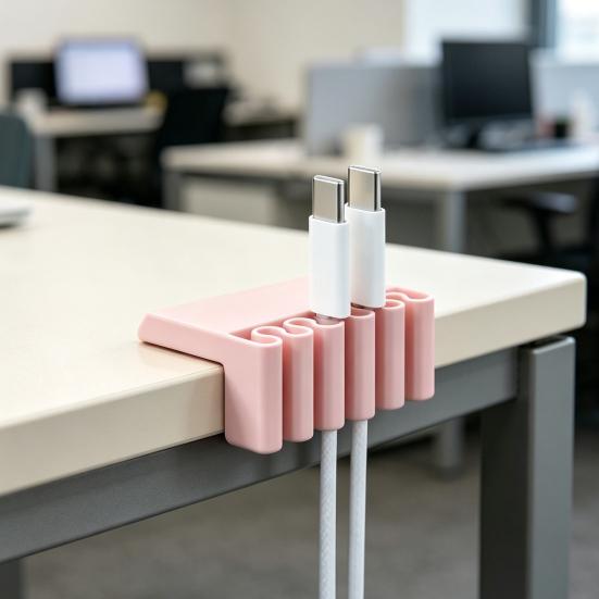 3D Printed Multi-Slot Cable Holder Desktop Cord Organizer Cord Clip with Wave-Shaped Slots