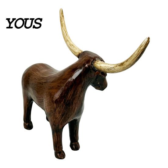 Artistic Resin Bull Statue Vintage Longhorn Sculpture, Rustic Farmhouse Animal Figurine, Western Style Country Table Centerpiece Decorative for Shelf