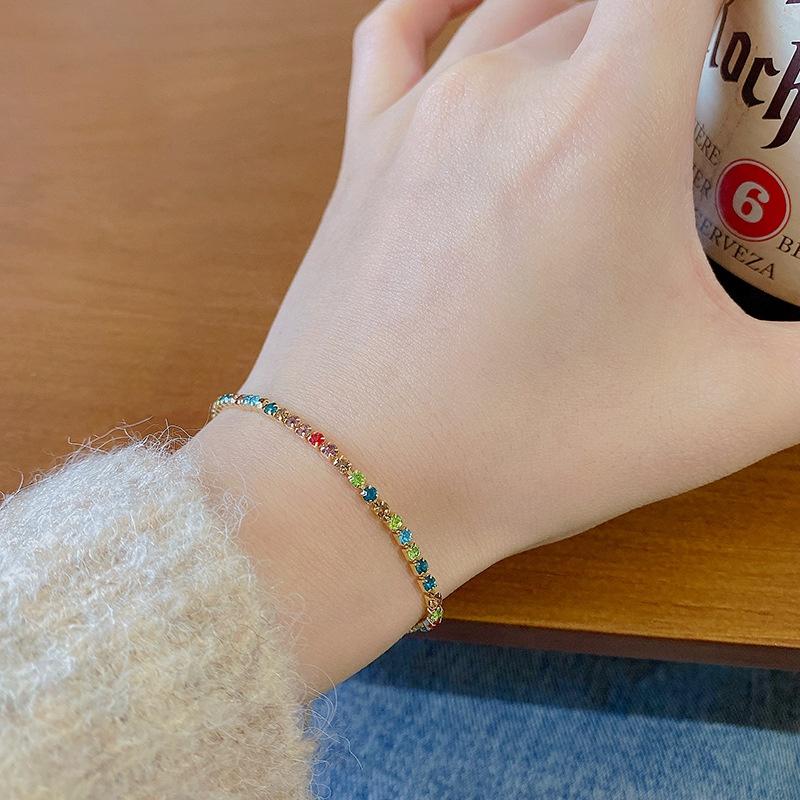 Trendy Geometric Style Womens Pull Bracelet Highquality Copper With Colorful Zircon Stones Perfect For Employee Benefits A And