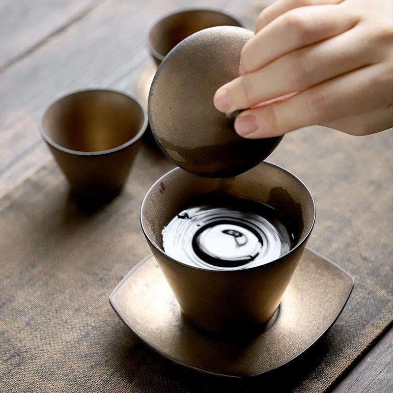 Mistrzowskie rzemiosło Złocenie Antyczna Ceramika Pokrywka Filiżanka do Herbaty Duży Gaiwan Vintage Miseczka do Parzenia Herbaty Filiżanka do Herbaty Vintage Miseczka do Herbaty