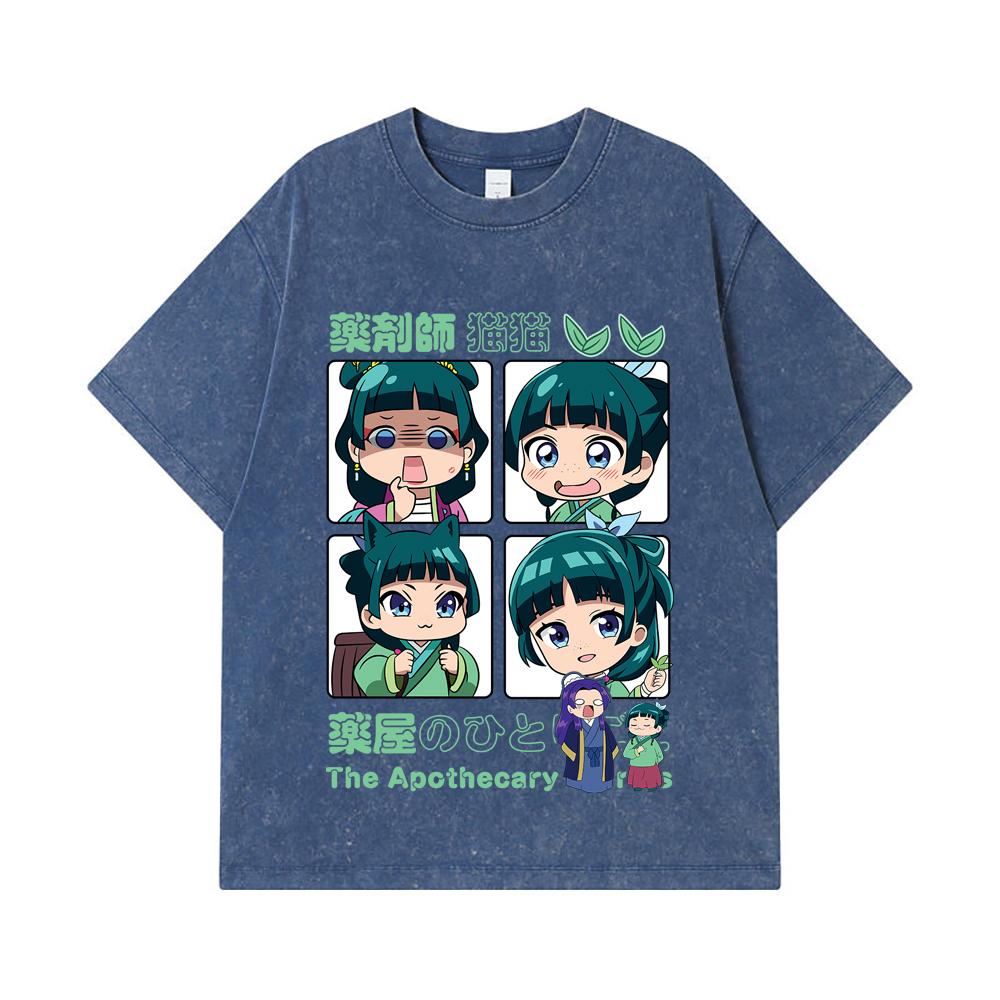 

275 GSM Washed T-shirts 100% Cotton Apothecary Diaries V3 Print Unisex Heavy Cotton T Shirt 2XL королівський синій колір