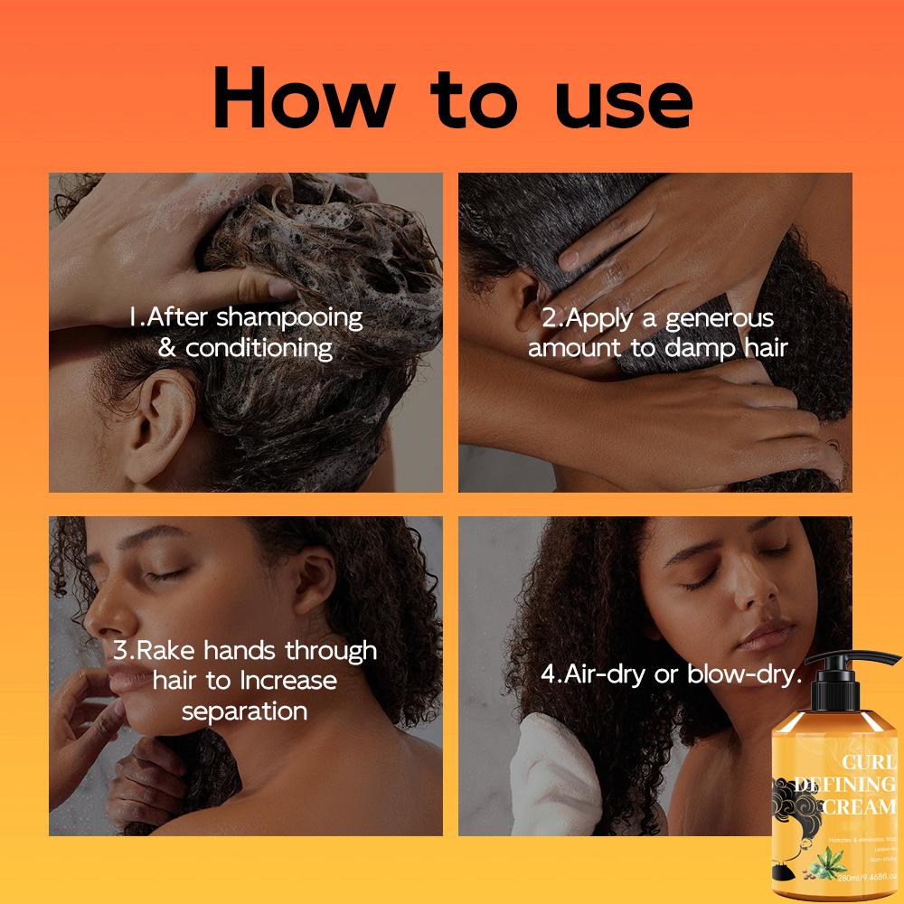 Curly Hair Defining Cream - Hydrating, Non-Sticky, Frizz Control for All Curl Types, 280ml