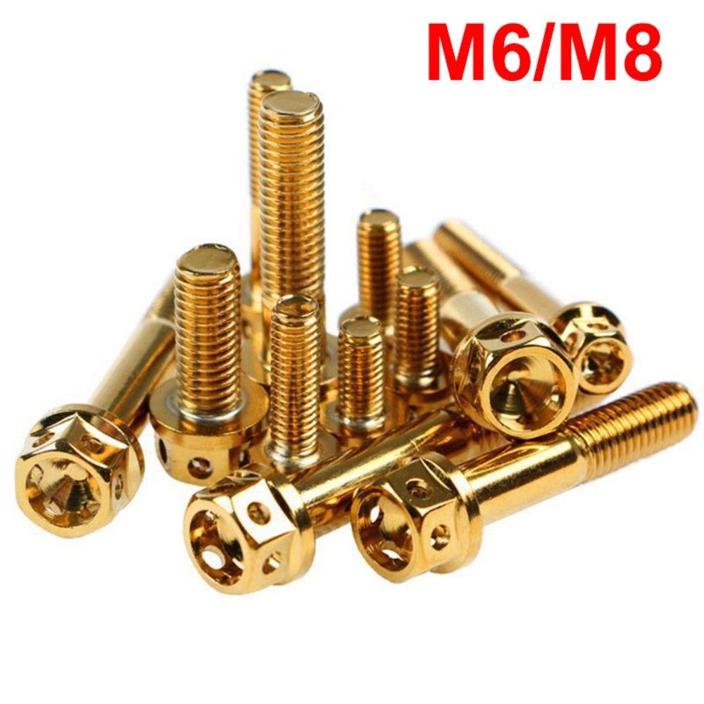 10/15/20/25/30/35/40/45/50/60 Titanium Bolt With Drilled Holes Hex Head Screws Motorcycle