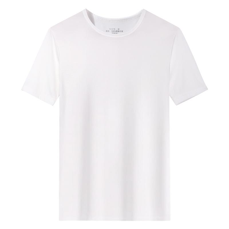 Men's Trendy Antibacterial Black & White Short Sleeve Round Neck T-Shirt - Breathable, Odor-Resistant, Plus Size Casual Sportswear