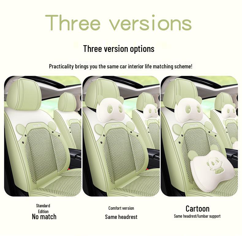 2022 New Cartoon Leather Ice Silk Car Seat Cushion Set, Four Seasons