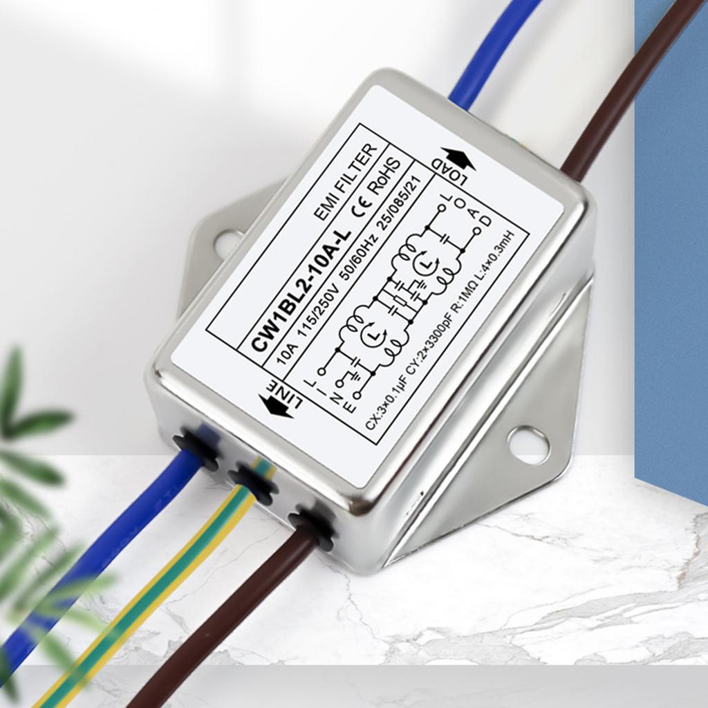 Filter Single Phase 250V Electromagnetic Interferences Suppressors for Continuous and Intermittent Pulse Disturbances