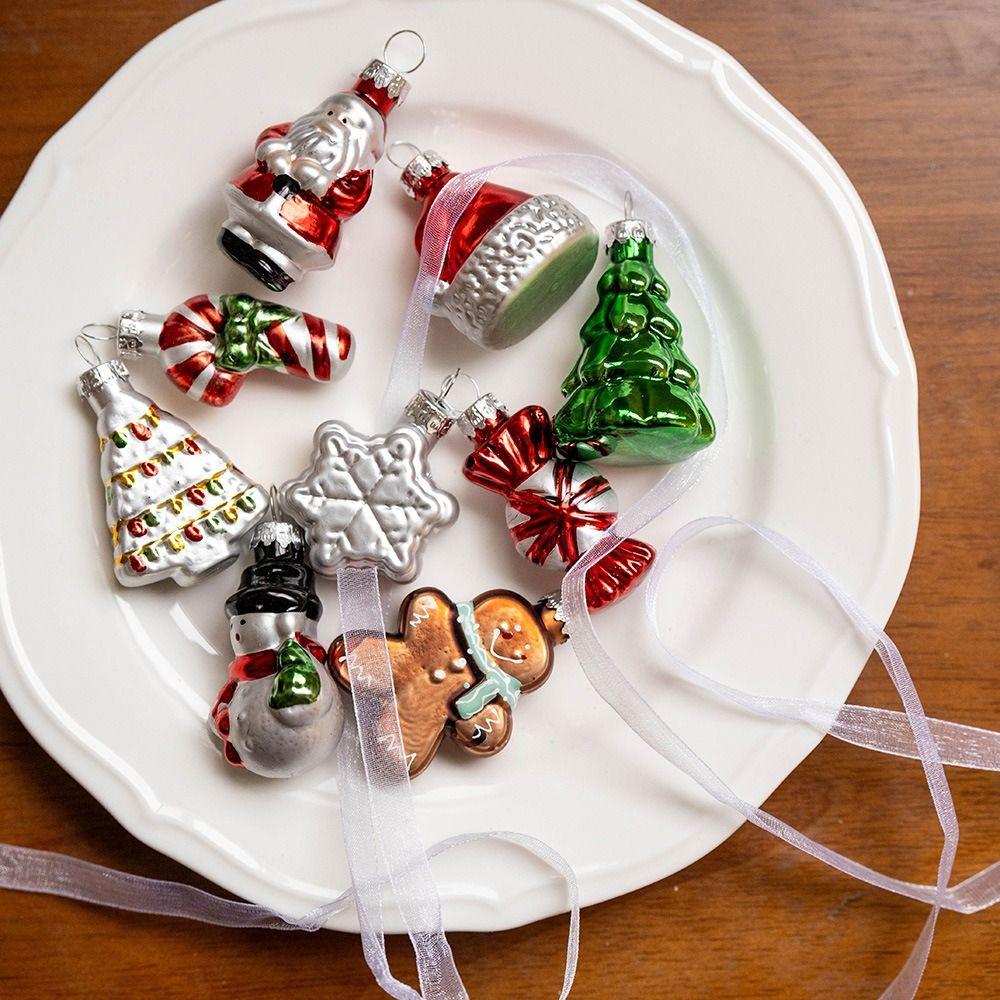 9Pcs/Set High Quality Glass Plastic Claus Colorful DIY Decor Christmas Tree Decoration Christmas Favors Decor