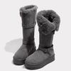 Gray Velvet Thickened-soled Long-tube Snow Boots for Women's 2025 Winter New High-tube Two-wear Foldable Thermal Cotton Shoes