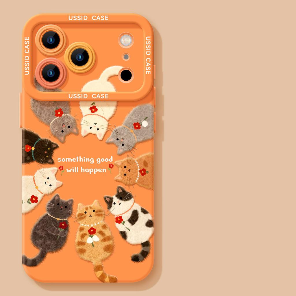Kitten is suitable for iPhone17 mobile phone case Apple 14 cute pet 16promax soft 15 lanyard literary case 13