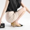 Color-matching High-heeled Shoes, Elegant Thick-heeled Women's Shoes, Square-toe Temperament Single Shoes