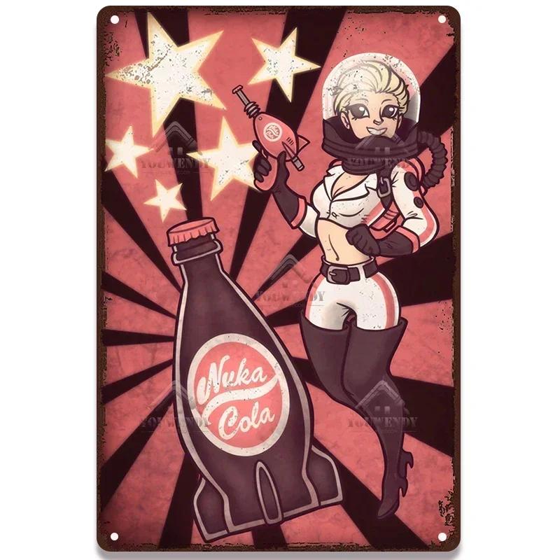 Nuka Cola Drink Posters Metal Sign - Ultimate Wall Decor for Pub Gaming Vibes, Retro Game-Themed Metal Art
