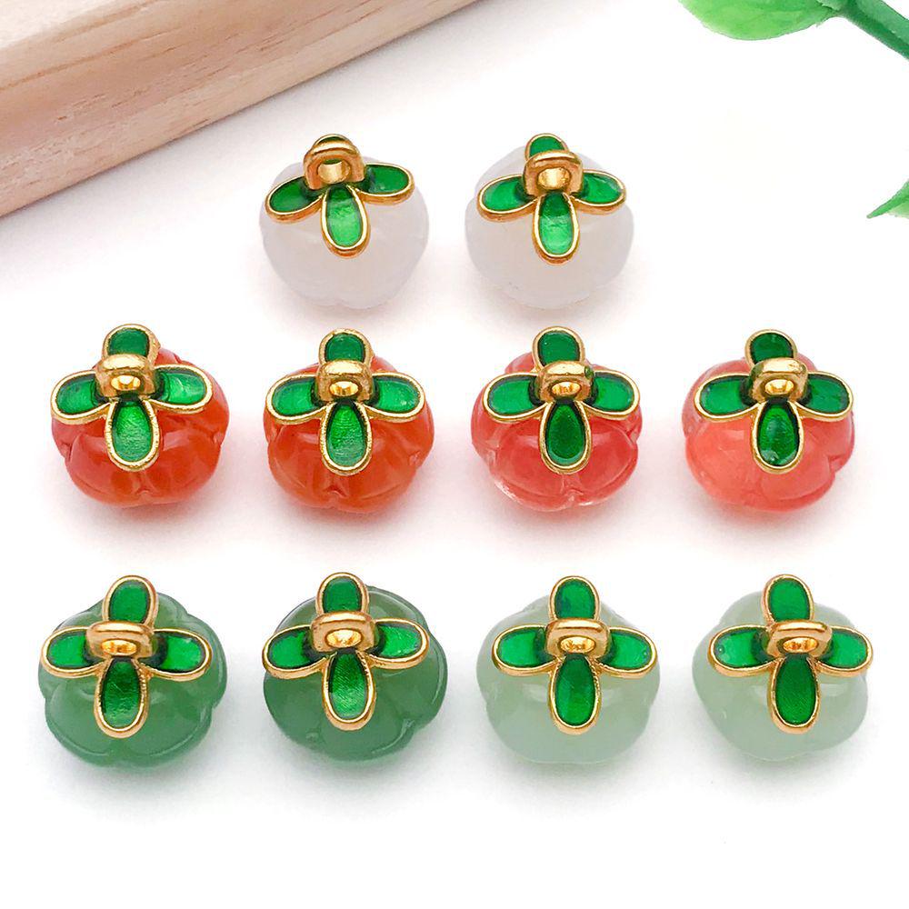 Set of 10 Colorful Glass Four-Leaf Clover Pumpkin Charms for DIY Jewelry