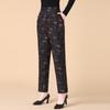 Xiao Fu Senior Women's High-Waisted Loose Floral Fleece-Lined Pants