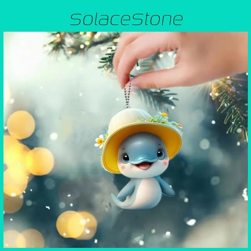 Fun And Playful Acrylic Dolphin Hanging Ornament Unique Cartoon Style Car Accessory