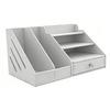 Desktop File Organizer PVC Space Saving Desk Organizer Shelf with Drawer for School Home Office Supplies B