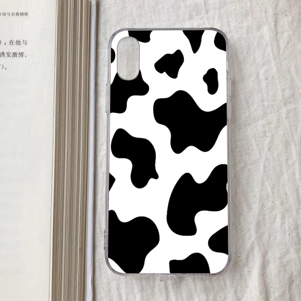 Cow Pattern Phone Case For iPhone 15 13 14 Pro Max XS XR 12 11 Pro 13 Mini 6 7 8 Plus Clear Back Cover Capa
