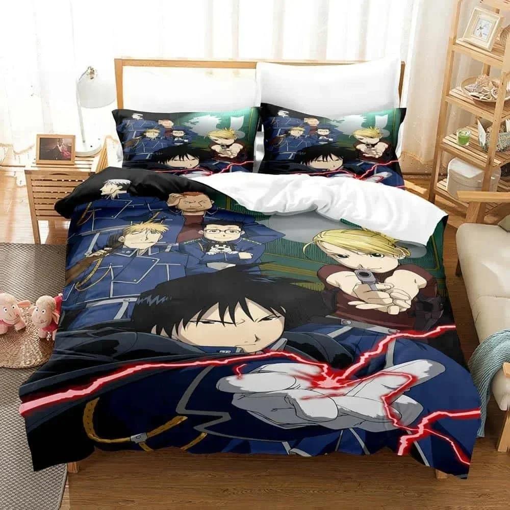 3D Cartoons Fullmetal Alchemist Printed Bed Set Duvet Cover Pillowcase Bedding Set Linen Sheet Quilt Cover Full Queen King Size