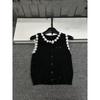 2026 Spring/Summer Black Label Sequin Knit Floral Cardigan Vest - Slim-Fit, Versatile, Age-Reducing Top