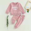 Citgeett Autumn Toddler Baby Girls Outfit Letters Print Long Sleeve Crew Neck Sweatshirt Elastic Waist Pants Fall Clothes
