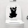 Lucky Cat Funny Black Cat Scratches Toilet Stickers Decorative Bathroom Decals Wall Stickers Self Adhesive Waterproof Home Decor