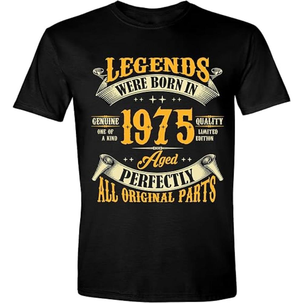50th Birthday Legends Were Born in 1975 Short Sleeved Round Neck Y2k Tshirt Men Clothing New in Top  Tees Mens TShirt