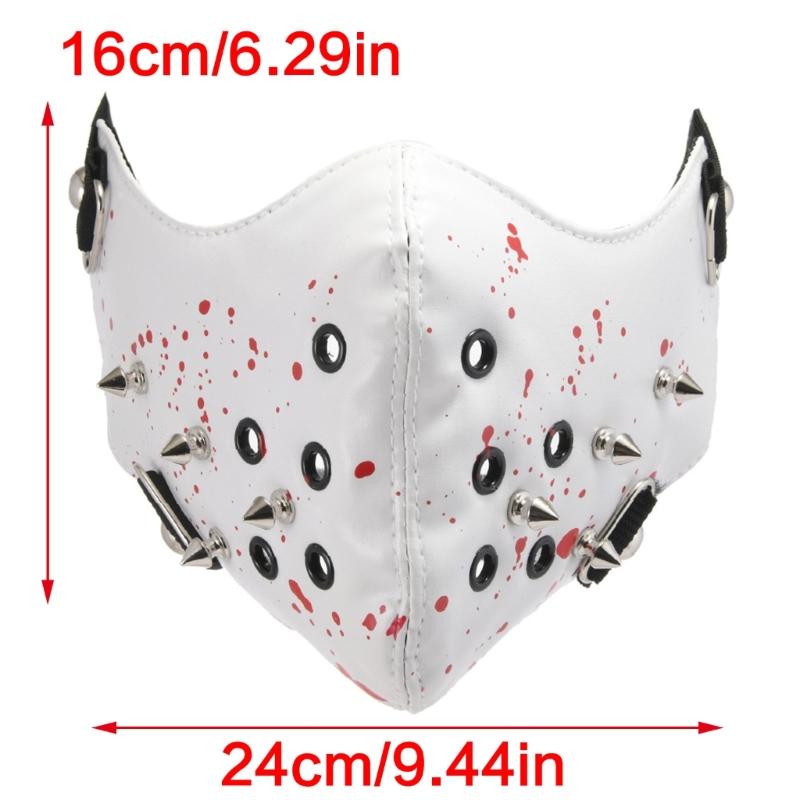 Rivet Spikes Leather Mask Cosplay Mask Motorcycle Biker Half Face Mask Anti Dust Sports Mask Masquerades Mask Women Men