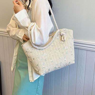 Large Capacity Woven Bag Women's New Artistic Shoulder Bag Large Capacity Grass Woven Versatile Tote Bag