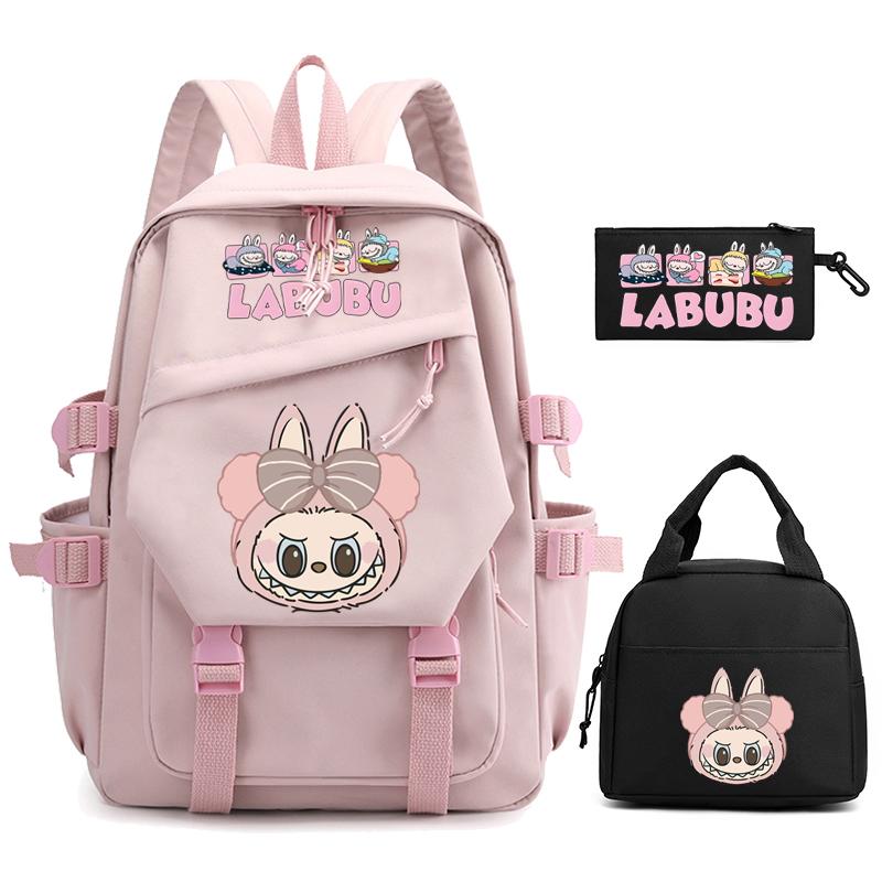 3Pcs/set Cute  Printed Backpack Pencil Case Lunch Bag Teenager Student Girl Boy Schoolbag Women Travel Laptop Bag Mochila