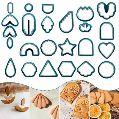 Zayookey 25-Piece Set of Navy Blue Polymer Clay Earring Cutter, Clay Earring DIY Craft Cookie Cutter Cake Tools Squid Game Tools